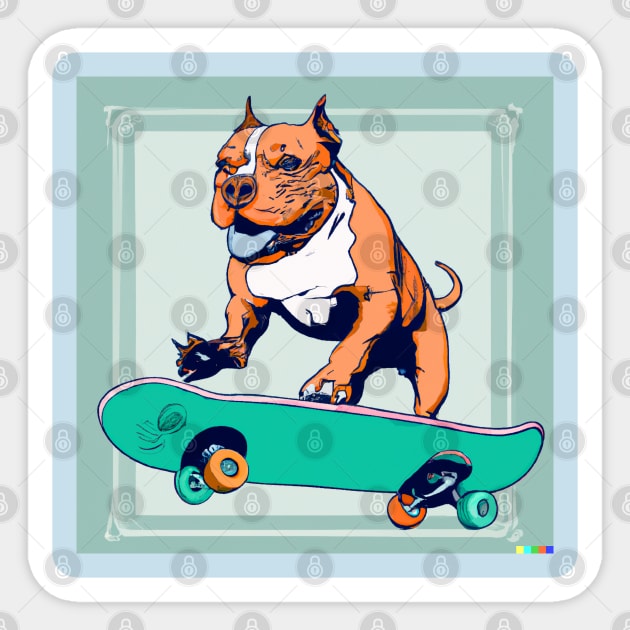 Skateboarding Pittie Sticker by junochaos